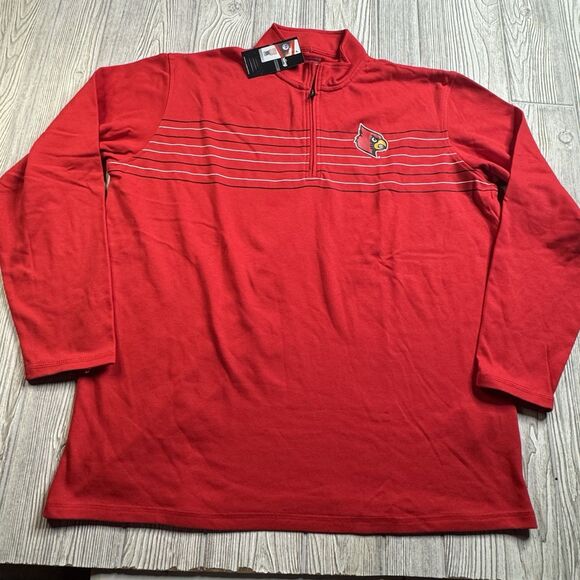 Louisville Cardinals 1/4 Zip Pullover Men’s XXL Red Logo Captivating New - Picture 2 of 11